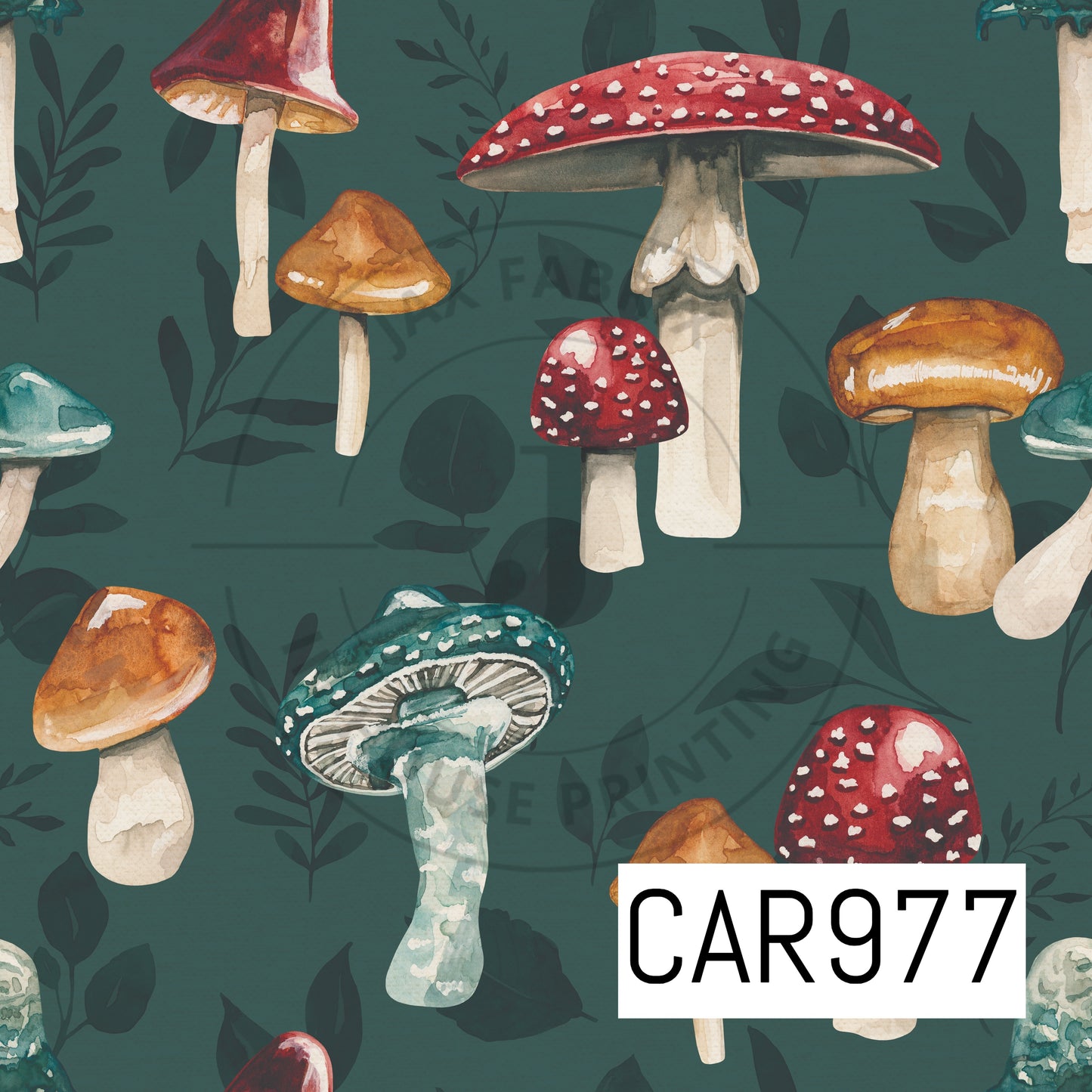 Wild Wood Mushrooms Teal CAR977