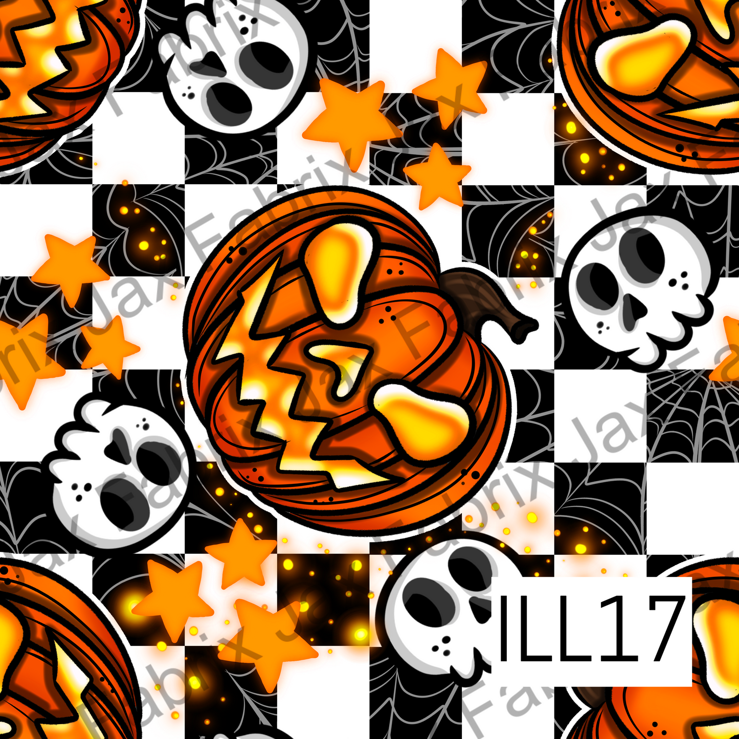 Checkered Skulls and Pumpkins ILL17