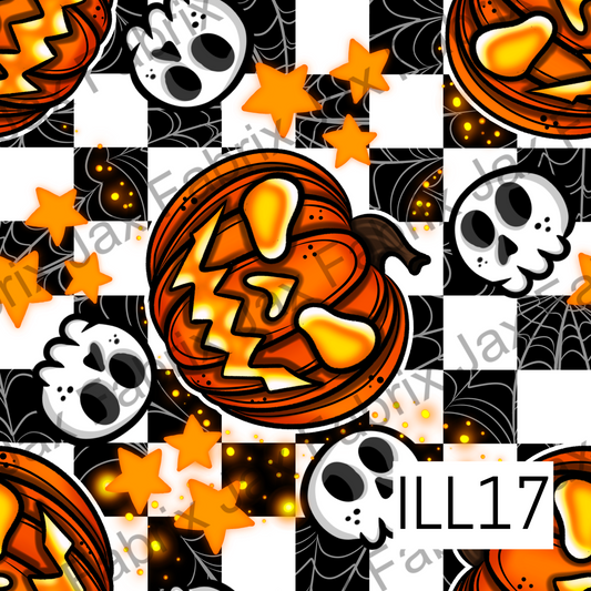 Checkered Skulls and Pumpkins ILL17
