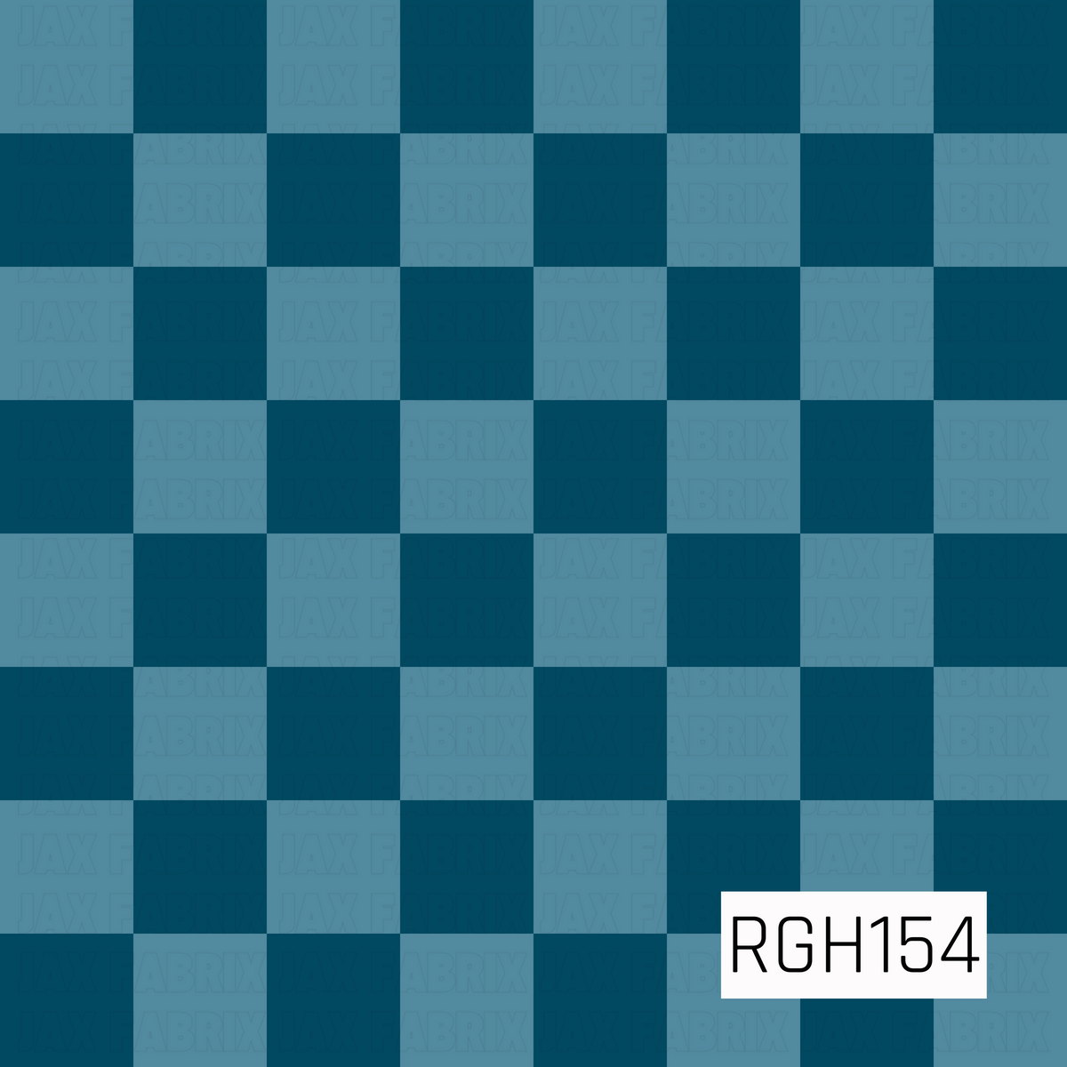 A classic checkerboard pattern featuring alternating squares of deep denim blue and muted dusty blue. The evenly spaced squares create a clean, bold geometric design with a timeless feel.