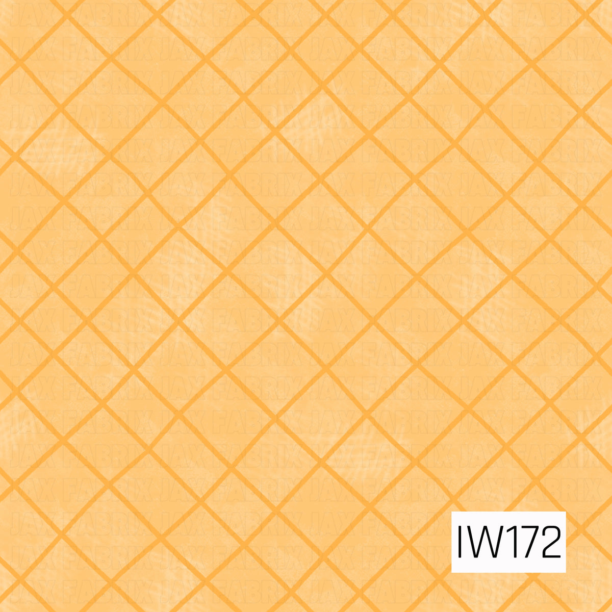 A warm golden yellow waffle cone pattern featuring overlapping diagonal lines that create a repeating diamond-shaped grid. Rich honey-orange lines contrast against a lighter buttery yellow background, while a soft, distressed watercolor texture gives the design a realistic waffle cone appearance with a playful, hand-painted finish.