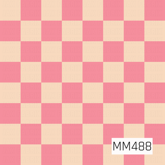 A classic oversized gingham check pattern featuring warm cream and soft rosy pink squares. The simple two-tone design has a sweet, cheerful feel with a subtle retro-inspired look.