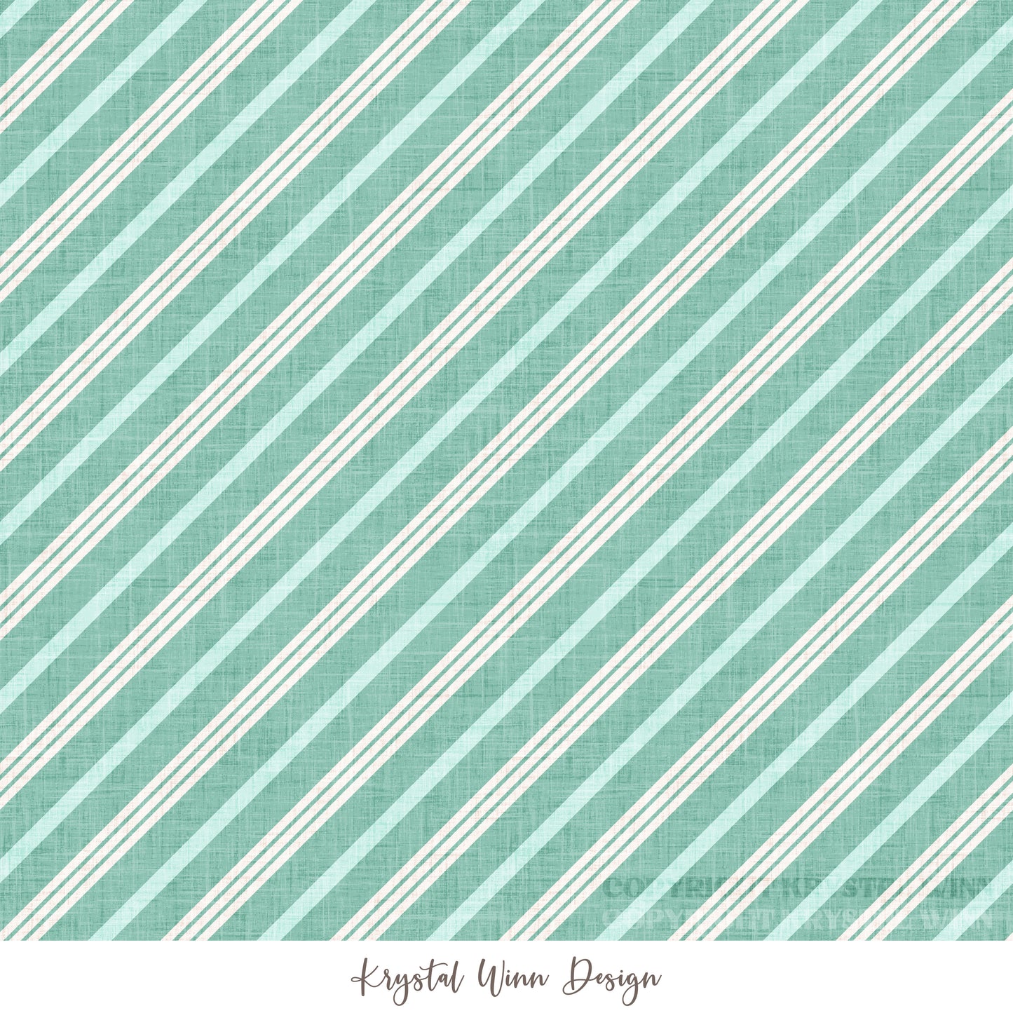 Christmas Cookie Candy Stripe Teal KW1309