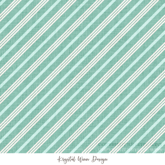 Christmas Cookie Candy Stripe Teal KW1309