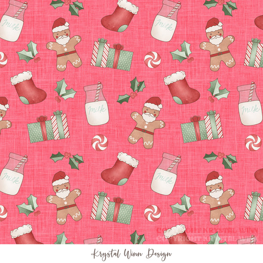Christmas Cookie Santas Hot Pink KW1343