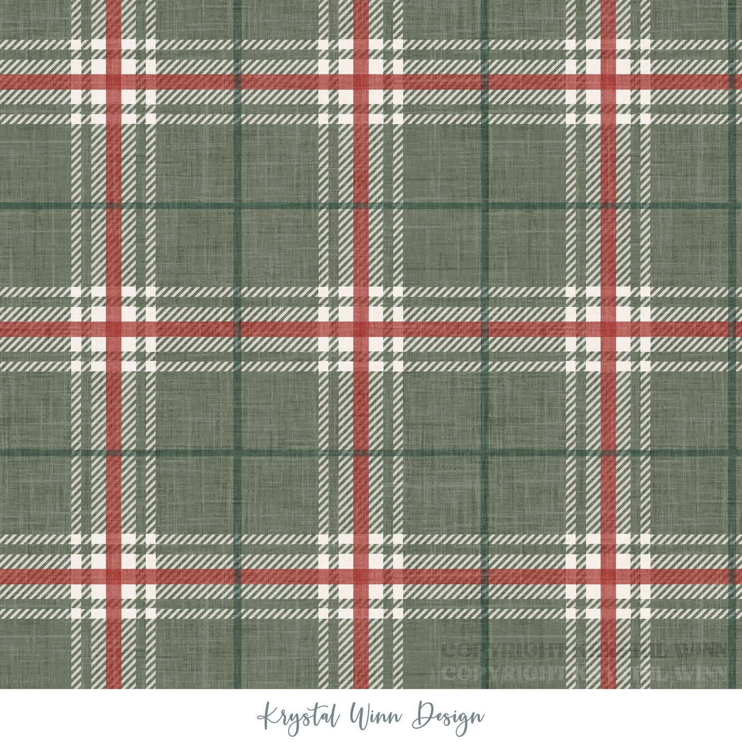 Christmas Faux Flannels Plaid Mistletoe KW1069