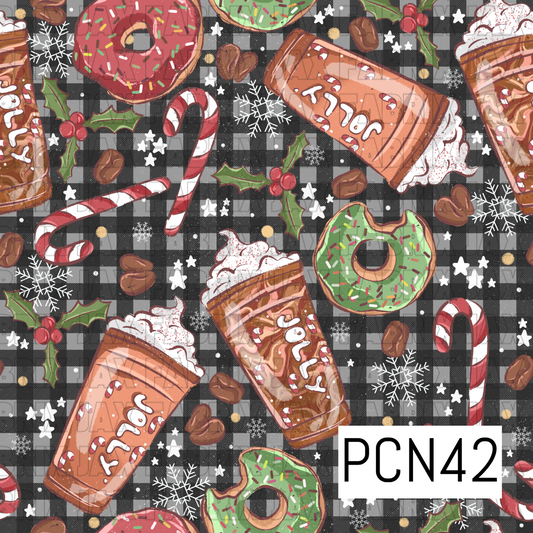 Christmas Donuts Grey Check PCN42