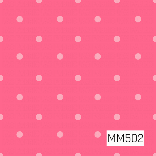 A simple polka dot pattern featuring evenly spaced soft blush pink dots against a bright coral-pink background. The dots are arranged in a clean, staggered layout with generous spacing between each one, giving the design an airy and balanced appearance. The subtle contrast between the pale pink dots and vibrant background creates a playful tone-on-tone effect that feels cheerful, feminine, and versatile.