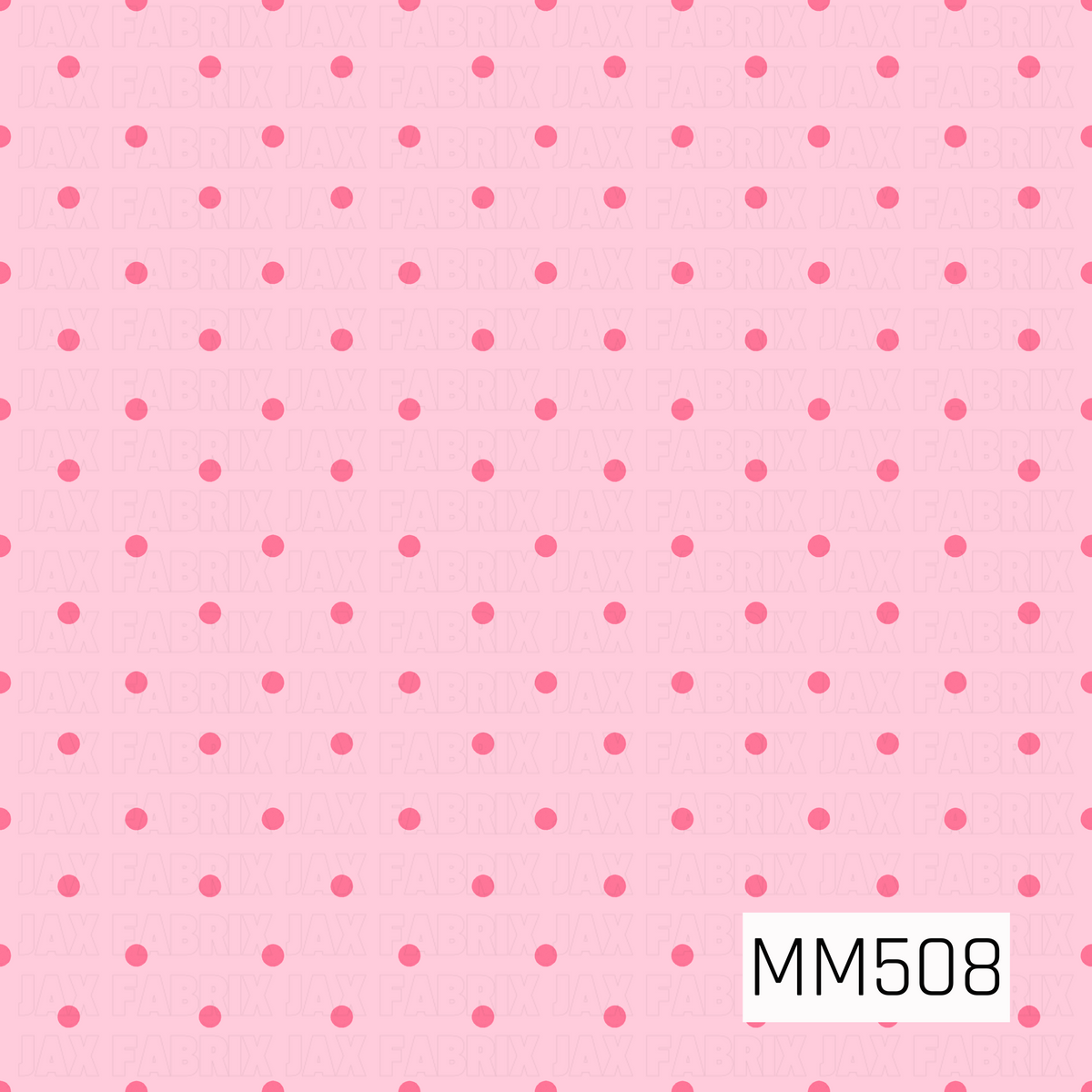 A simple coordinating polka dot pattern featuring evenly spaced deep pink dots scattered across a soft blush pink background. The clean, uniform layout and tonal pink color palette give it a playful retro feel while keeping the design simple and versatile.