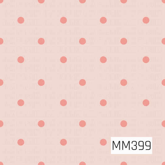 A simple polka dot pattern featuring soft coral pink dots evenly scattered across a pale blush pink background. The subtle tone-on-tone palette gives it a sweet, clean, and playful look.

