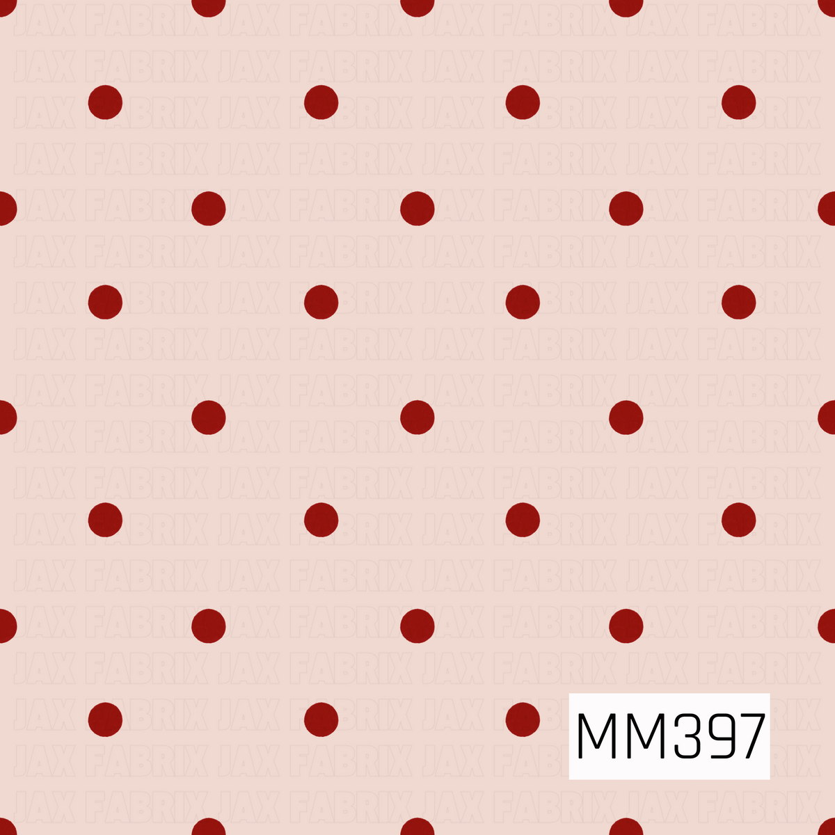 A simple polka dot pattern featuring deep red dots evenly scattered across a soft blush pink background. The minimal design has a clean, classic look with a warm and festive color palette.
