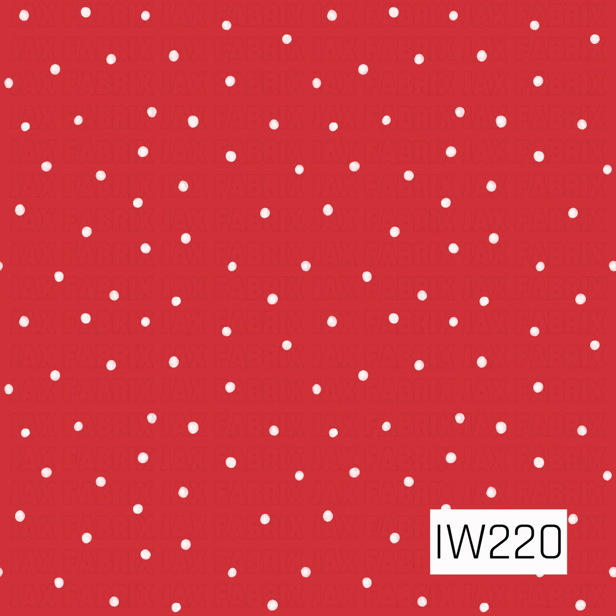 A vibrant Christmas red background scattered with small, soft white polka dots in a playful, evenly spaced repeating pattern.