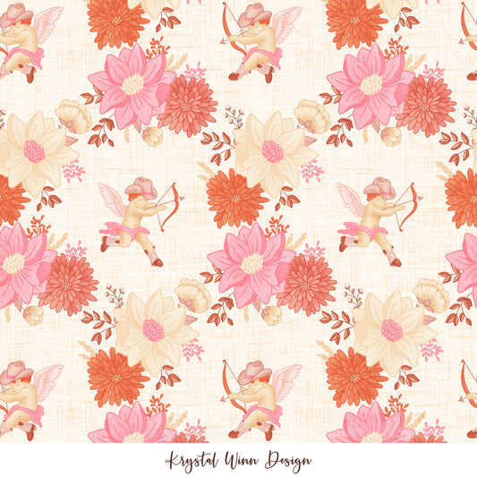 Cowboy Valentine Cupid Floral Cream KW1423