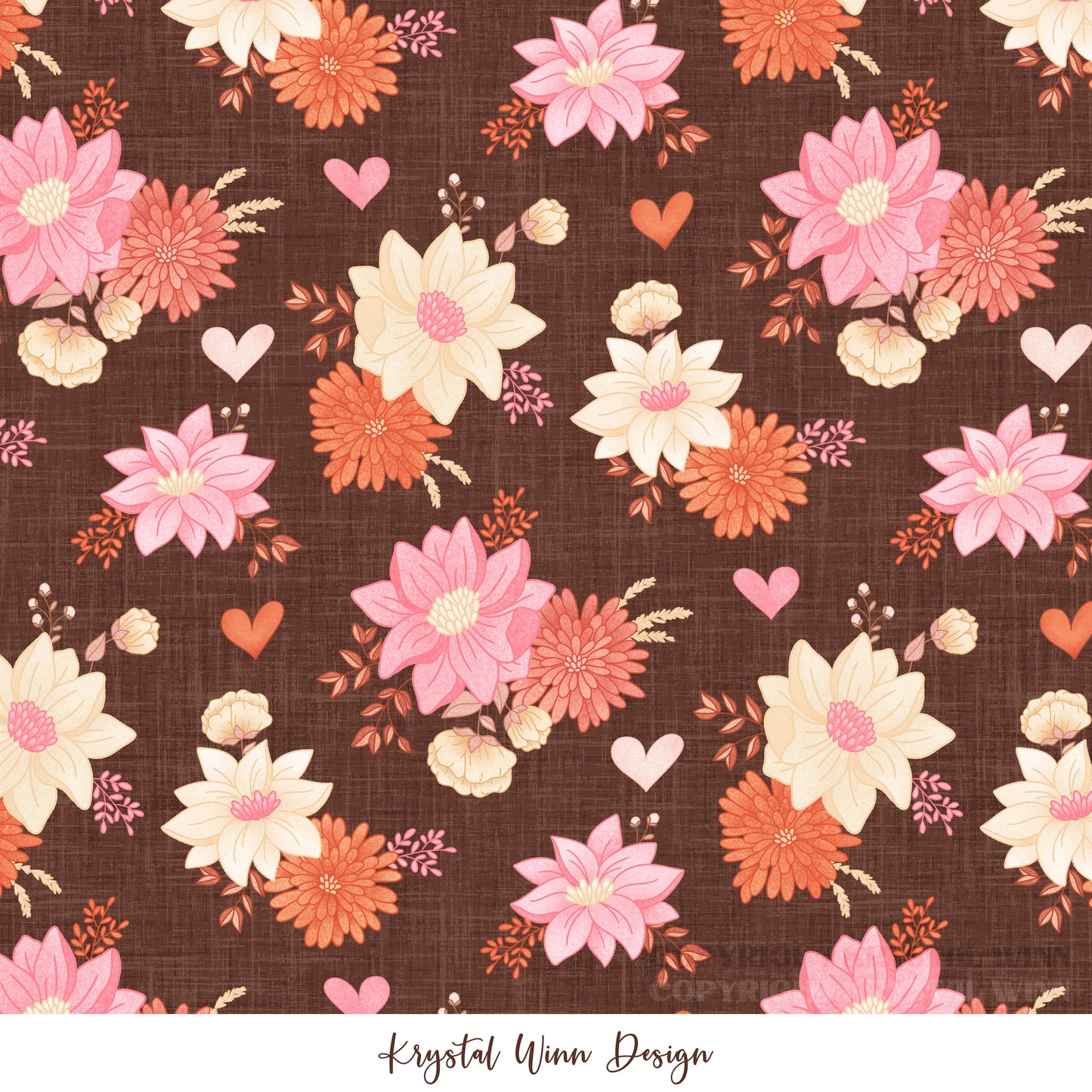 Cowboy Valentine Floral Brown KW1419