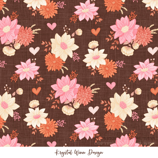 Cowboy Valentine Floral Brown KW1419
