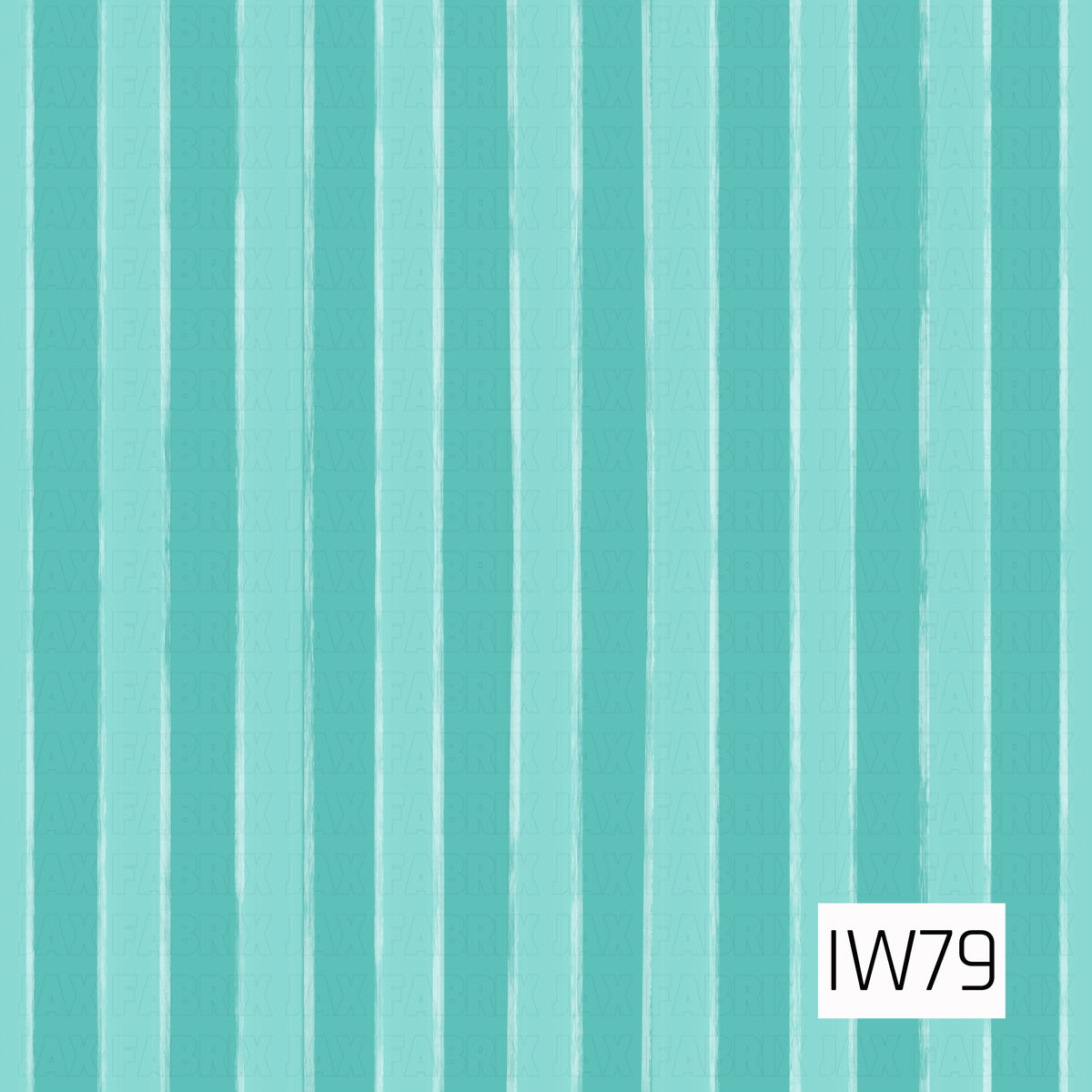 A refreshing aqua and turquoise vertical stripe pattern featuring alternating shades of light minty teal and deeper turquoise. Thin, slightly uneven white lines separate the stripes, adding a soft hand-painted texture. The subtle variations in color and gently distressed edges give this classic cabana-inspired design a playful, relaxed feel.