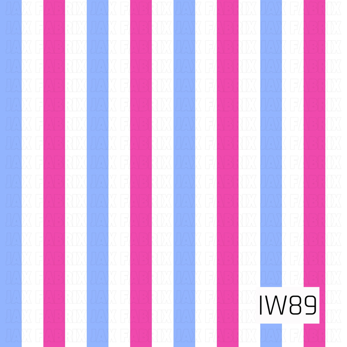 A bold and playful striped pattern featuring wide vertical bands of bright hot pink, periwinkle blue, and crisp white. The evenly spaced stripes create a clean, classic cabana-style design with a fun, colorful twist. Perfect for summer projects or pairing with coordinating floral prints.