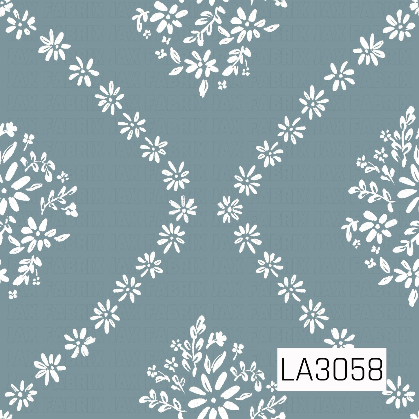 LA3058 - Daisy Bouquet Geometric Chambray Blue
