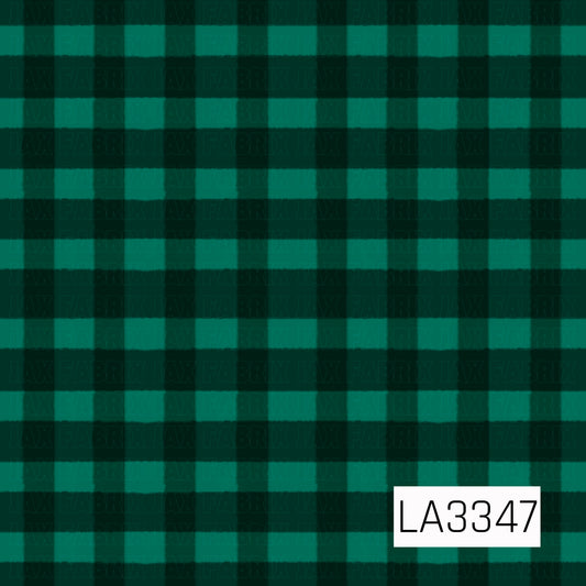 A classic gingham plaid pattern featuring deep forest green and rich emerald green checks with a soft, hand-painted texture.
