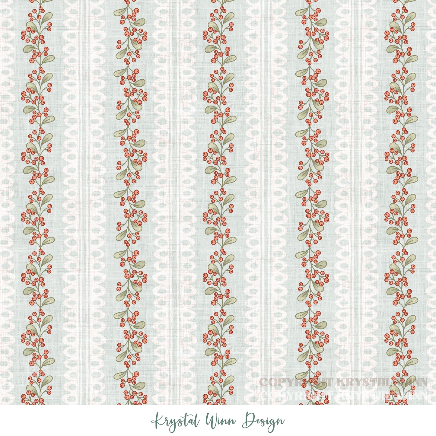 Dear Santa Berries and Lace Mint KW1384