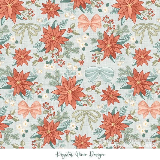 Dear Santa Bow Floral Mint KW1385