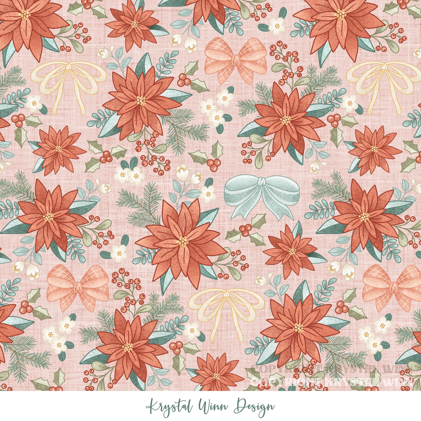 Dear Santa Bow Floral Pink KW1387