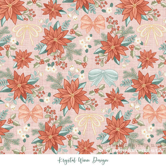 Dear Santa Bow Floral Pink KW1387