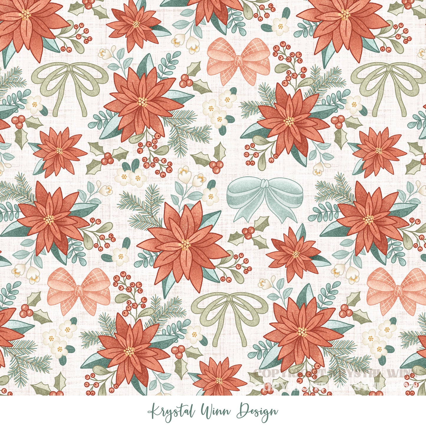 Dear Santa Bow Floral White KW1388