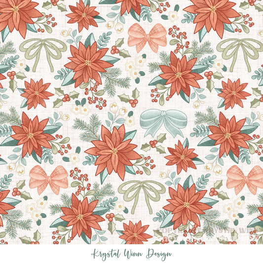 Dear Santa Bow Floral White KW1388