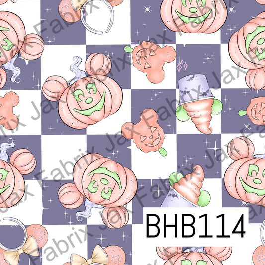 Pumpkin Ears Halloween Purple Check BHB114