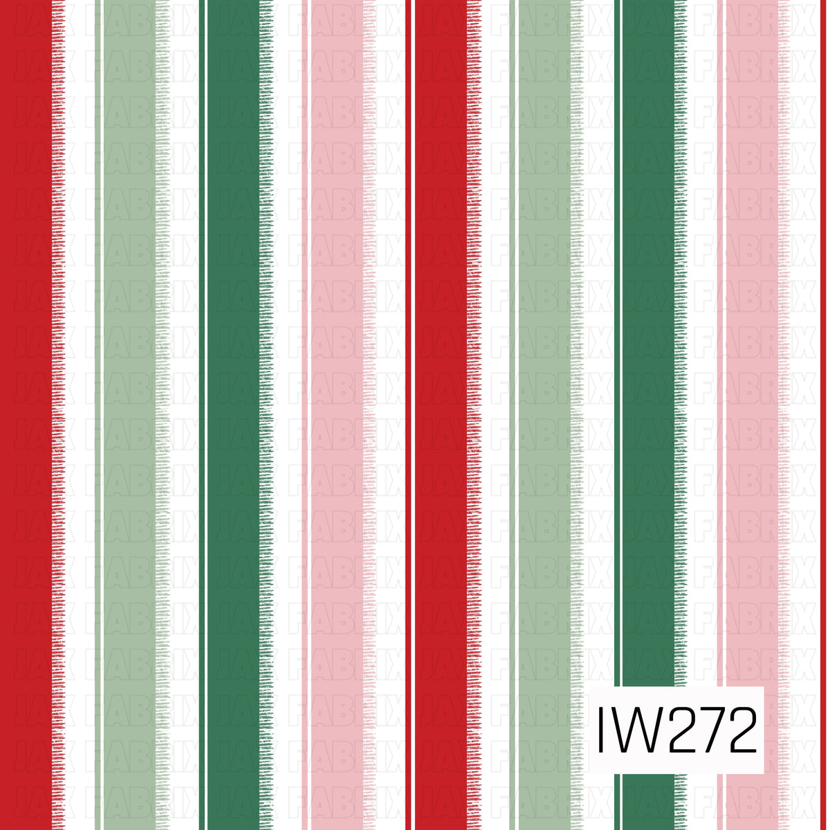 A festive vertical stripe pattern featuring bold Christmas red, deep forest green, soft sage green, and blush pink stripes against a crisp white background. Each stripe has subtly textured, brushstroke-style edges, giving this classic holiday color combination a playful, hand-painted feel.