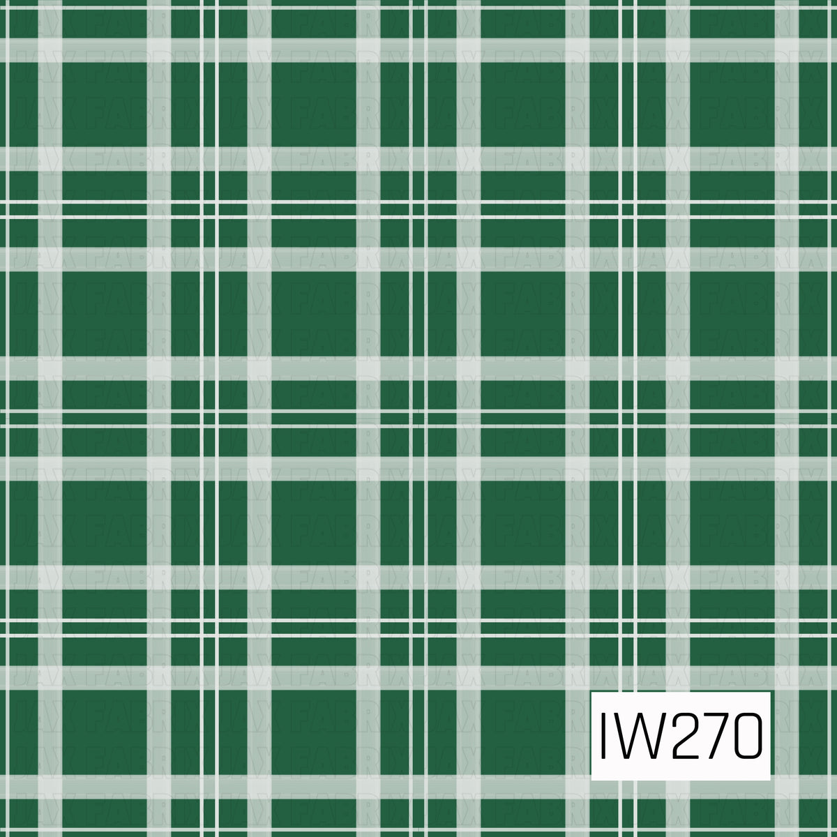 A classic plaid pattern featuring a rich forest green background with wide, soft white and pale gray intersecting stripes. Thin white accent lines add dimension and create a crisp, layered checkered design.
