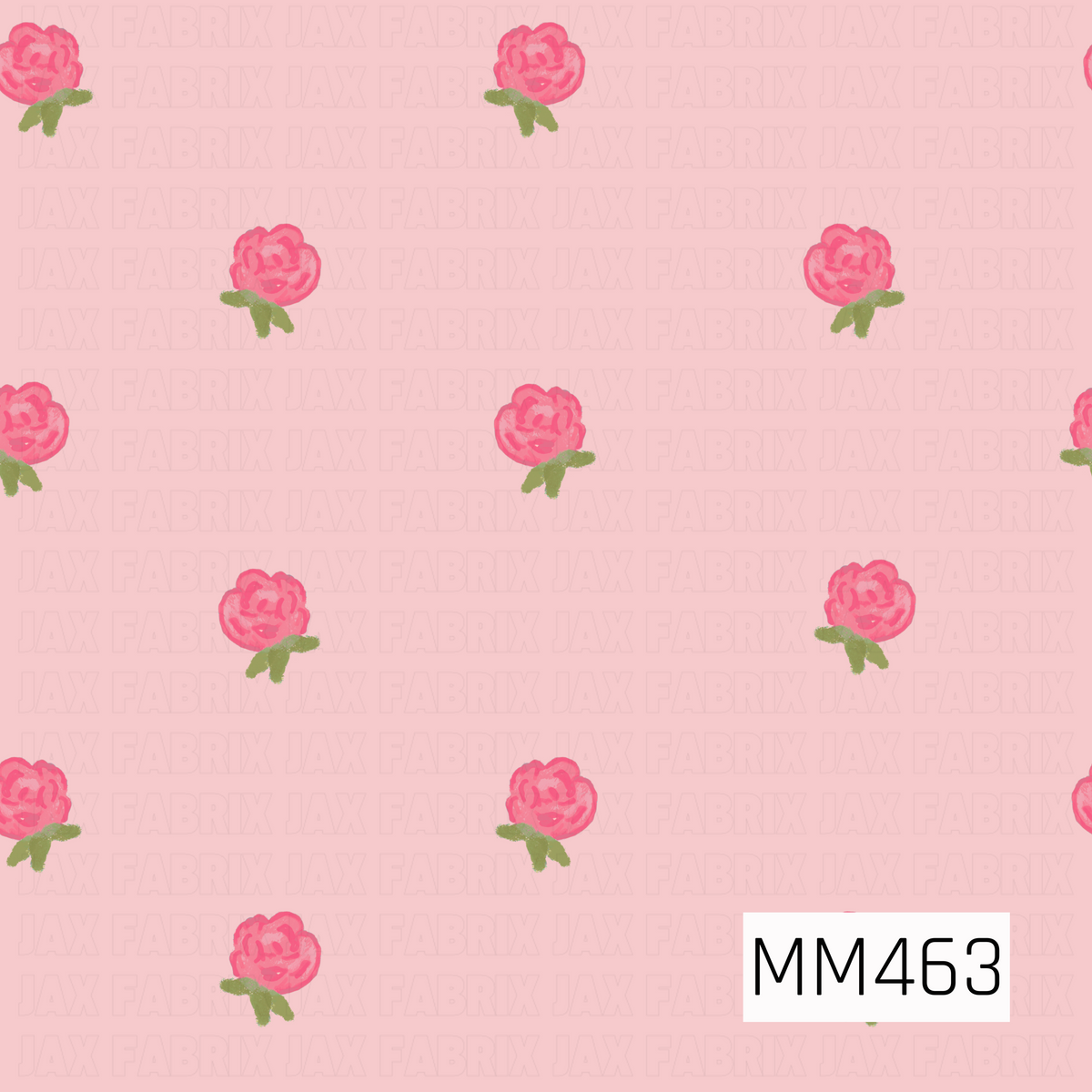 A charming vintage-inspired floral pattern featuring loosely hand-painted pink roses scattered across a soft blush pink background. Each rose is accented with muted olive green leaves and subtle textured brushwork, giving the design a sweet, slightly imperfect hand-drawn feel. The generous spacing keeps the pattern light and delicate while letting each tiny floral motif stand out.
