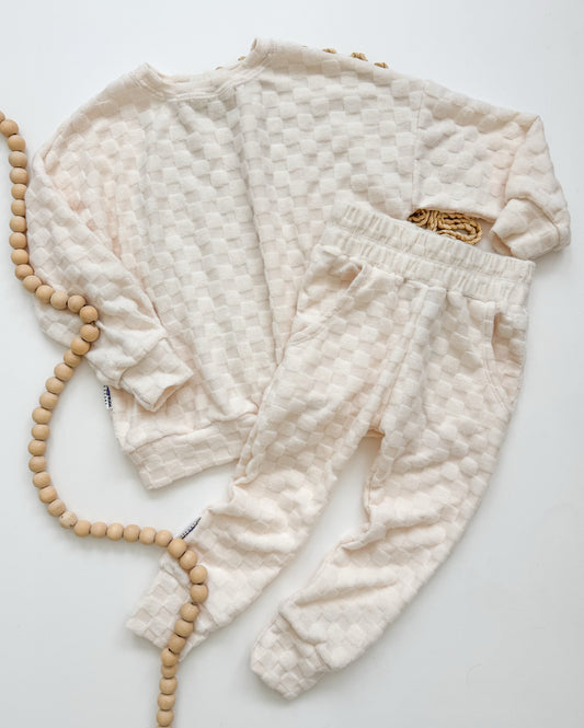 RTS Cream knit check (sold in bundles of 2 yards)