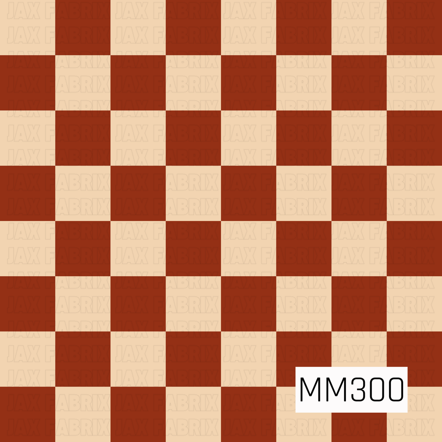 A classic seamless checkerboard pattern featuring alternating rich rust brown and warm cream squares. This timeless design brings cozy autumn charm with earthy tones, making it a perfect coordinating print for fall, harvest, and Halloween-inspired collections.
