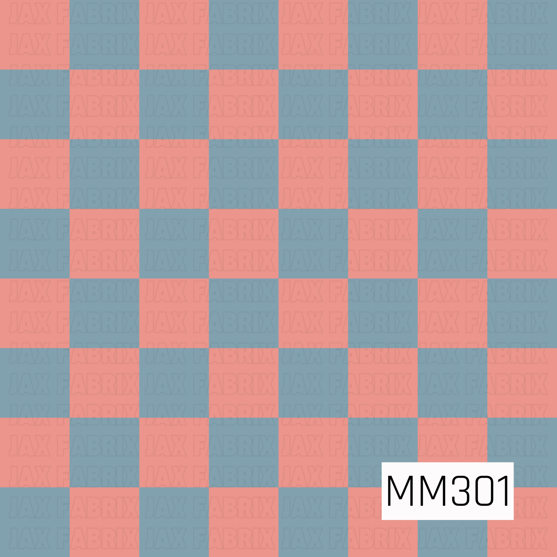 A classic seamless checkerboard pattern featuring alternating soft coral pink and dusty blue squares. This playful color combination adds a fun vintage touch, making it a perfect coordinating print for Halloween, fall, and whimsical seasonal collections.
