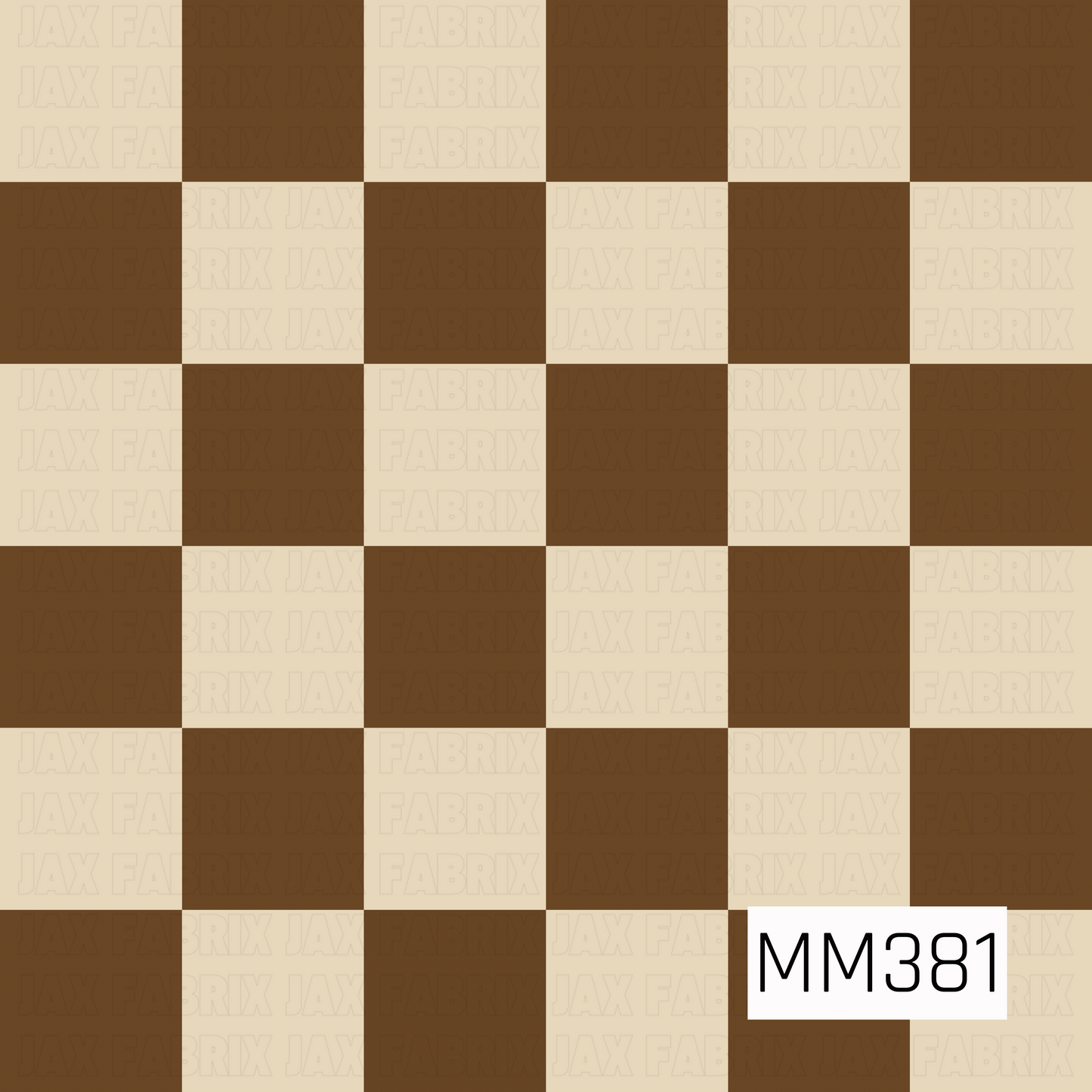A classic checker pattern featuring alternating warm medium brown and soft cream squares. The earthy neutral palette gives the design a cozy, timeless fall feel.
