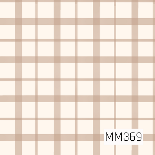 A soft neutral seamless plaid pattern featuring warm beige and taupe lines layered over a creamy ivory background. The simple oversized grid gives it a cozy, classic look with a subtle modern farmhouse feel.
