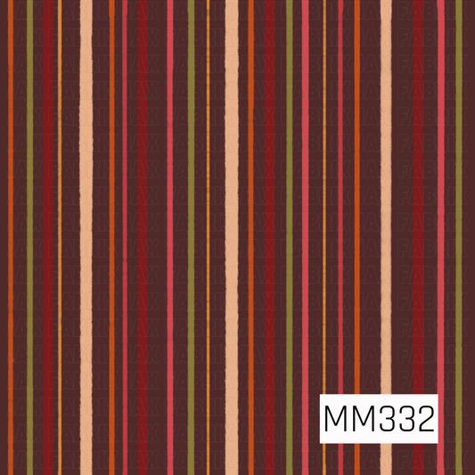 A coordinating stripe featuring warm fall tones of deep brown, burgundy, rust, pumpkin orange, olive green, blush, and cream. The hand-painted vertical lines create a cozy, rustic look that's perfect for autumn-themed collections.
