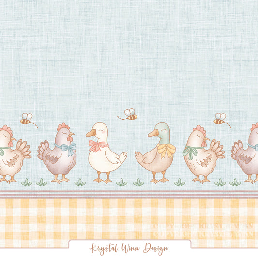 Farmyard Border Chicken and Ducks KW1463