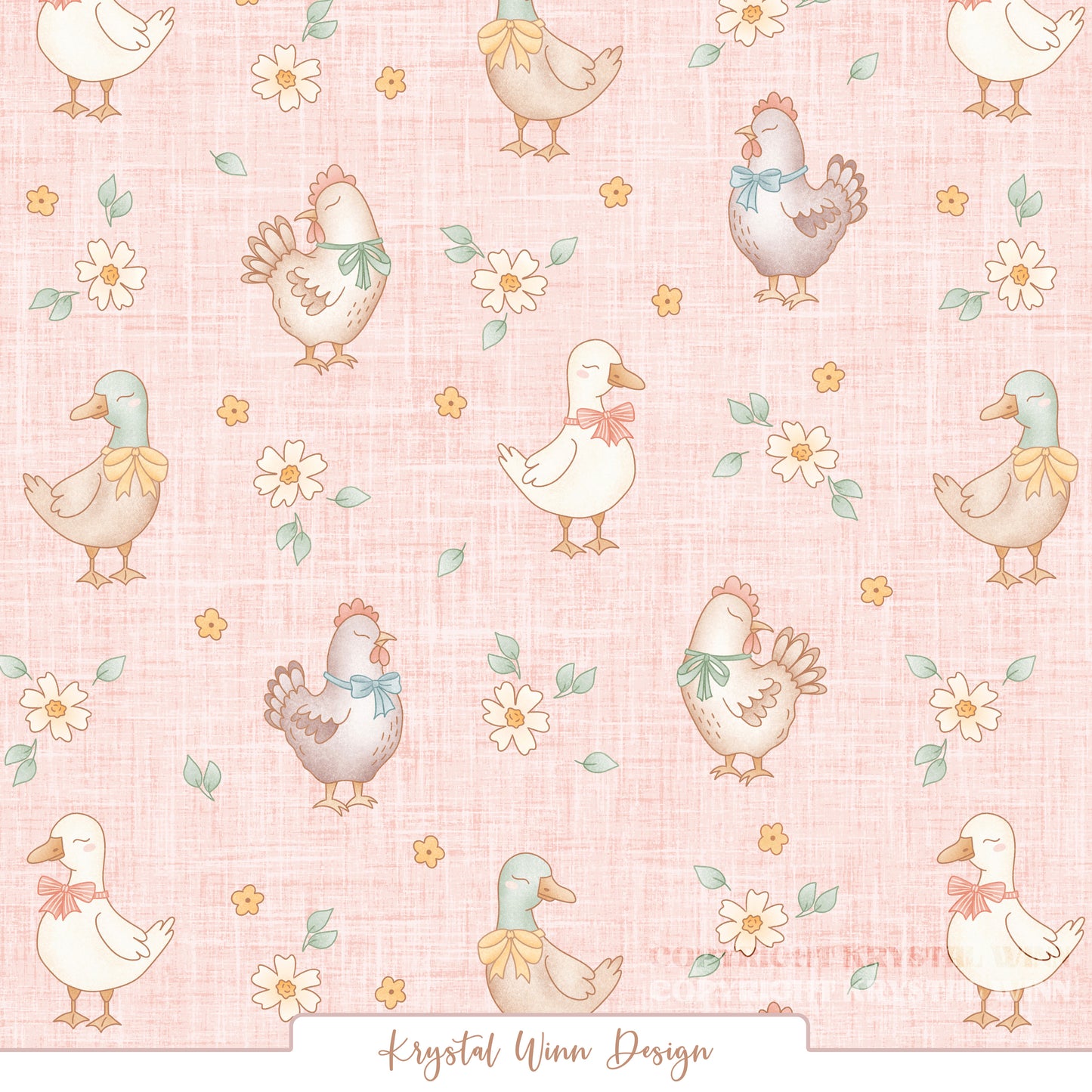 Farmyard Chicken and Duck Floral Petal KW1470