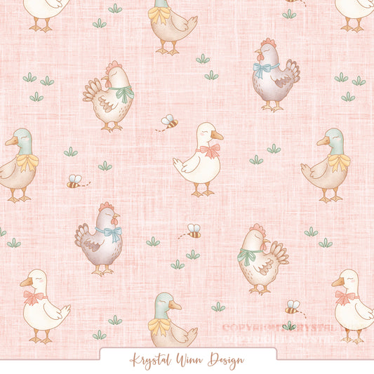Farmyard Ducks and Chicken Petal KW1475