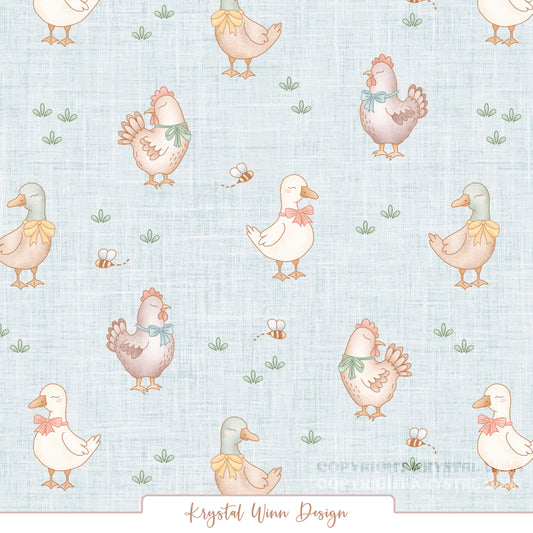 Farmyard Ducks and Chicken Sky KW1476