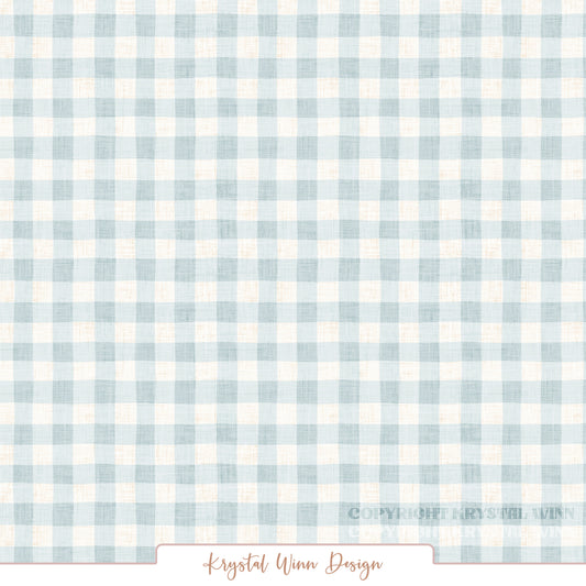 Farmyard Gingham Blue KW1458