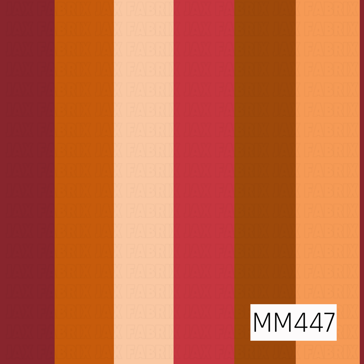 A bold retro stripe pattern featuring wide vertical bands in deep burgundy, burnt orange, soft peach, rosy red, warm brown, and golden apricot. The rich, earthy palette gives the simple striped design a warm vintage-inspired feel.