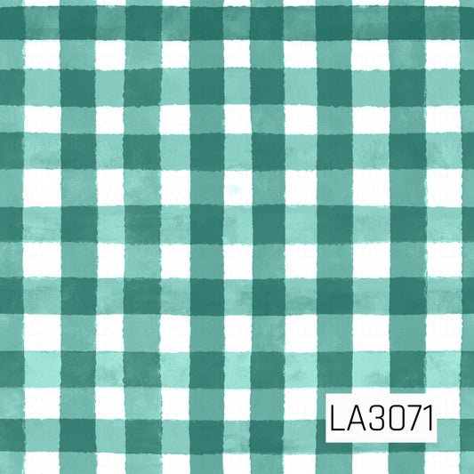 A soft watercolor gingham pattern featuring alternating checks in seafoam green, muted teal, pale mint, and crisp white. The slightly uneven, hand-painted edges give the classic plaid design a fresh, charming feel.
