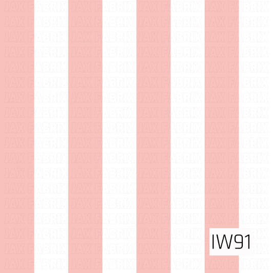 A soft and classic cabana stripe pattern featuring wide vertical bands of delicate blush pink and crisp white. The evenly spaced stripes create a clean, timeless design with a sweet, feminine feel. Perfect for coordinating with floral prints or adding a subtle touch of color to spring and summer projects.