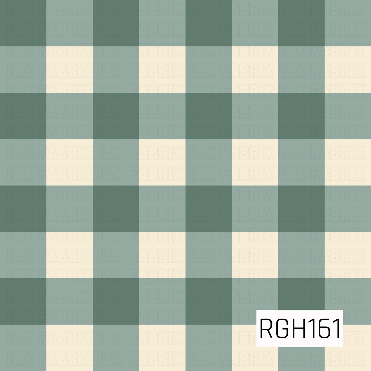 A classic gingham check pattern featuring alternating squares of muted sage green, soft eucalyptus green, and warm ivory cream. The overlapping horizontal and vertical bands create subtle variations in green tones, giving the design a soft, layered appearance. The earthy color palette creates a timeless, cozy look with a charming farmhouse-inspired feel.