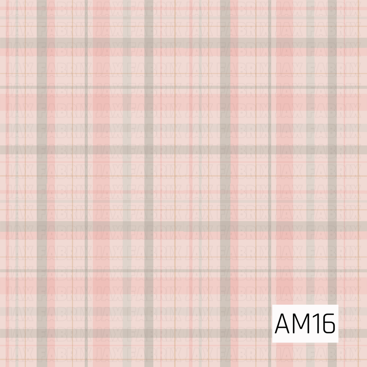 A soft pastel plaid pattern featuring blush pink, cream, warm beige, and muted gray. Wide and narrow overlapping stripes create a cozy classic plaid with a subtle, feminine feel.
