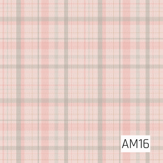 A soft pastel plaid pattern featuring blush pink, cream, warm beige, and muted gray. Wide and narrow overlapping stripes create a cozy classic plaid with a subtle, feminine feel.
